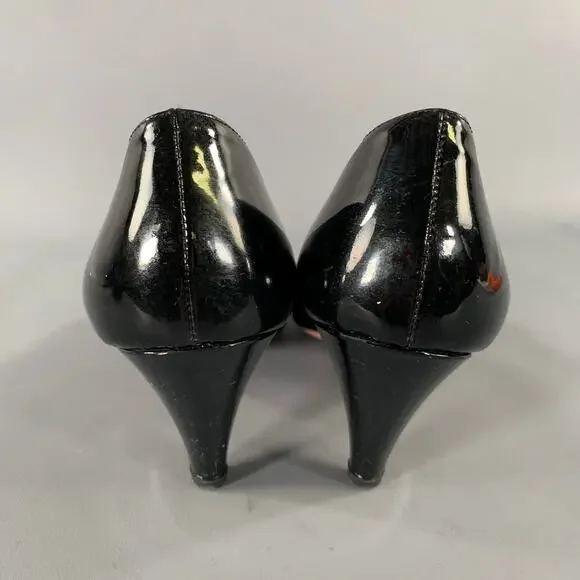 PRADA Size 8 Black Patent Leather 11312B Patent Pointed Toe Pumps